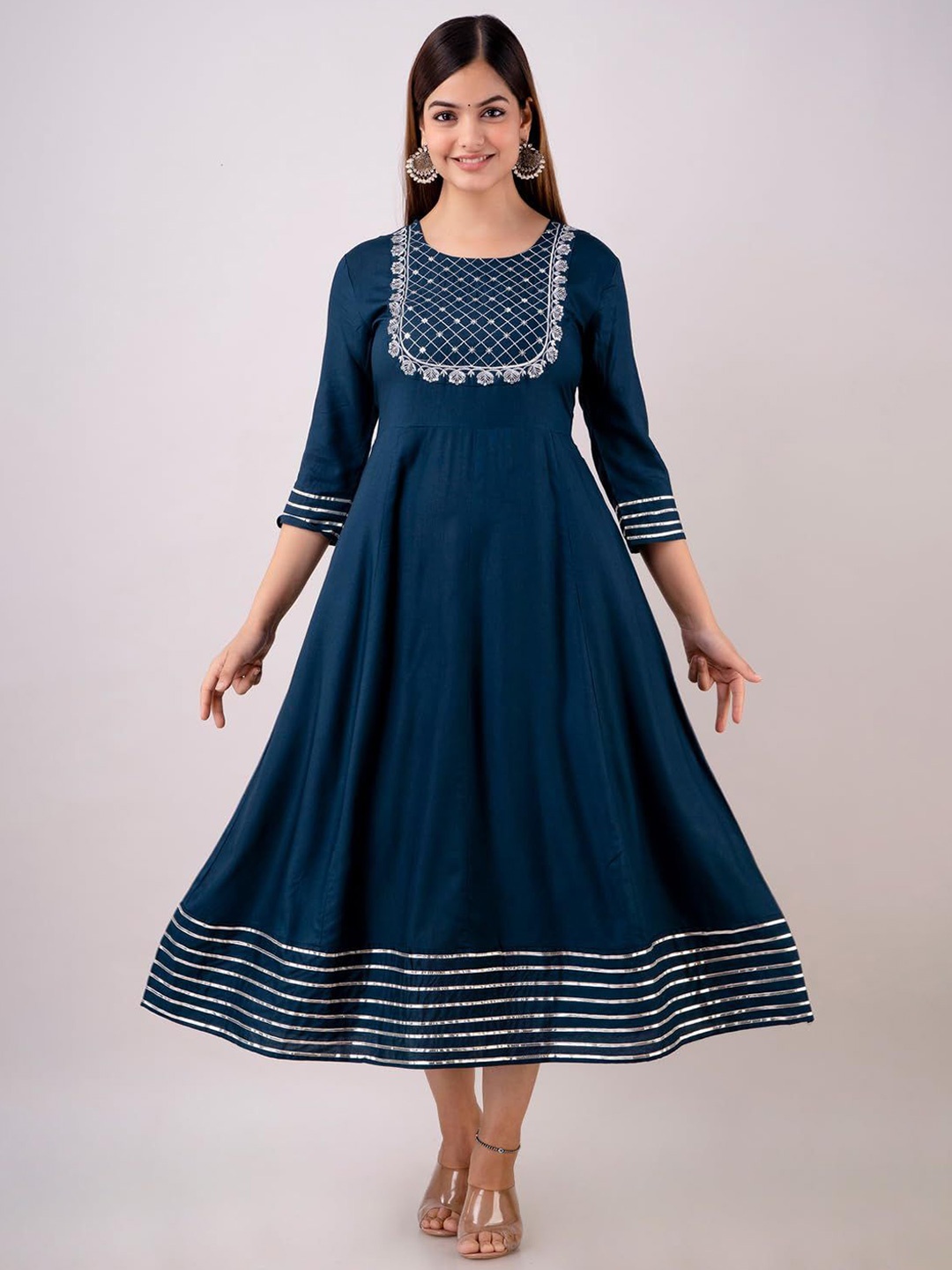

13-Star Women Fit & Flare Midi Dress, Blue