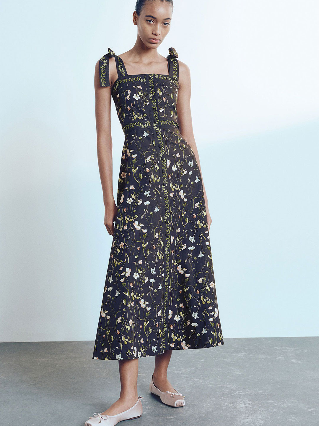 

H&M Tie-Strap Cotton Dress, Black