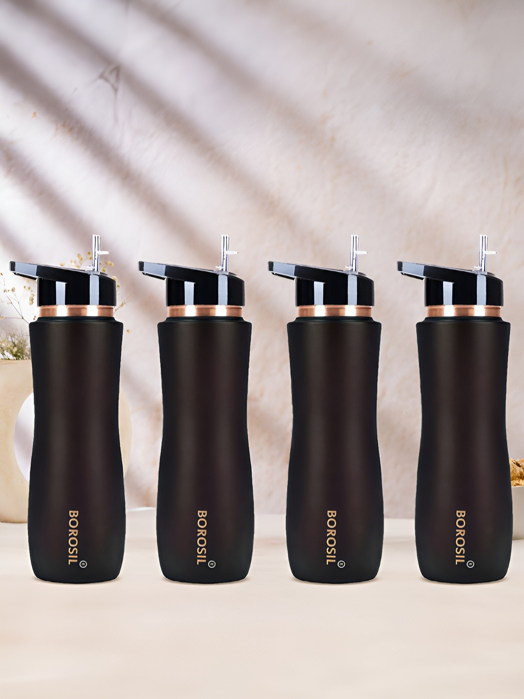 

BOROSIL Brown & Gold-Toned 4 Pieces Copper Sipper Water Bottle 750ml Each