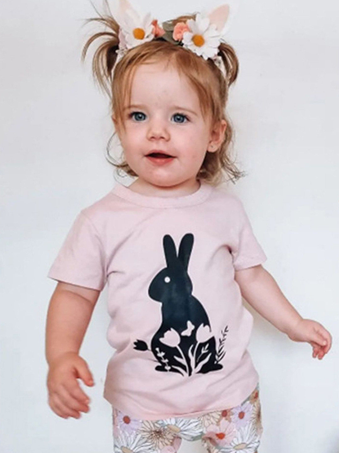 

LULU & SKY Girls Printed Pure Cotton T-Shirt With Shorts, Pink