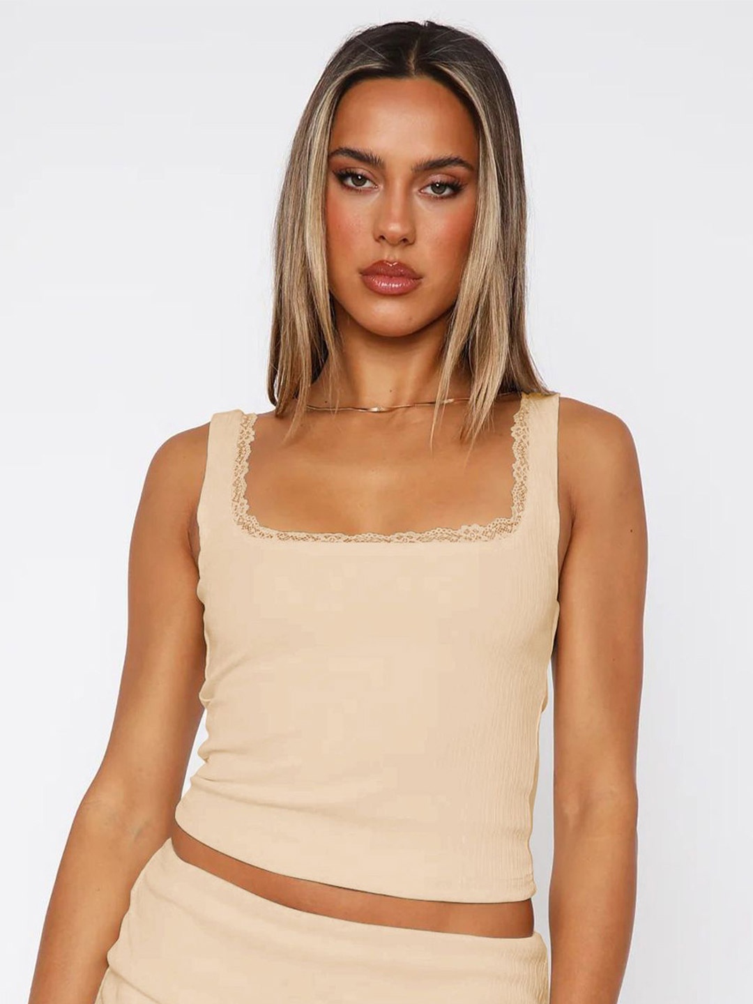 

StyleCast x Revolte Women Tank Crop Top, Beige