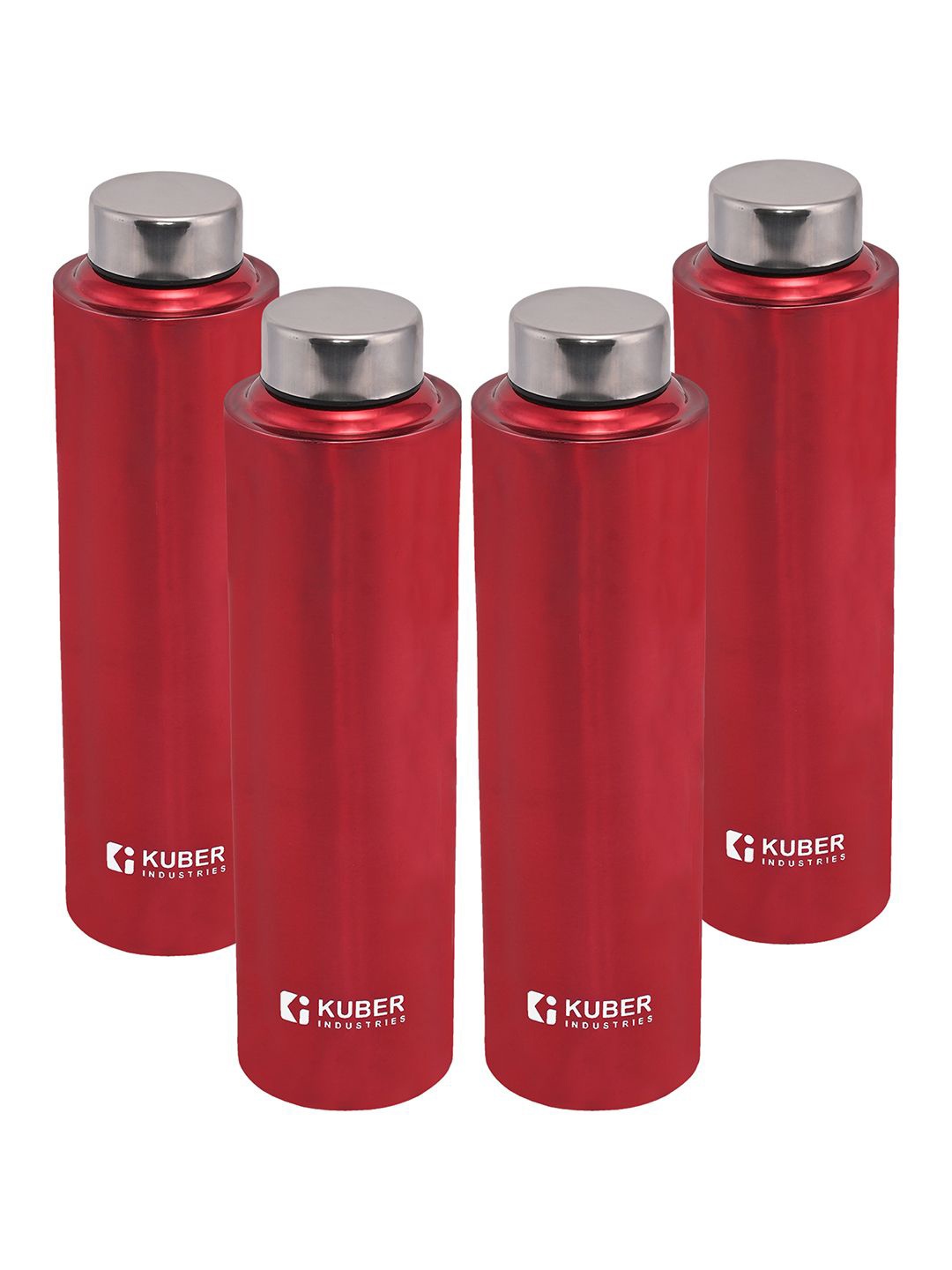 

Kuber Industries Red 4 Pieces Stainless Steel Leakproof Water Bottle 1L