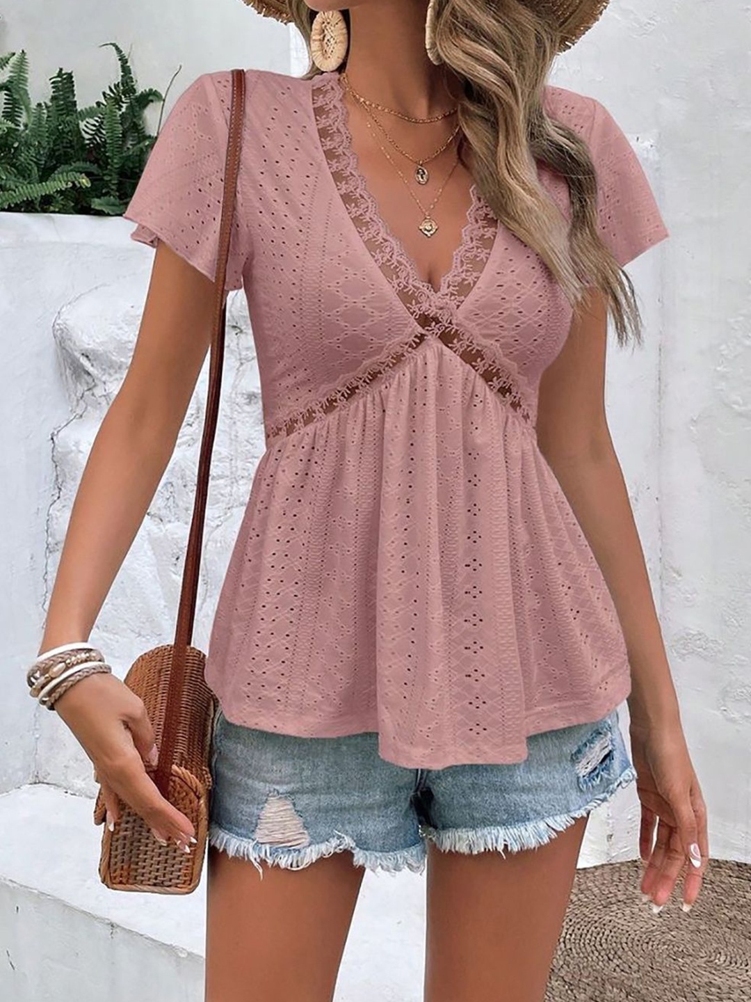 

StyleCast x Revolte Women Net Peplum Top, Pink