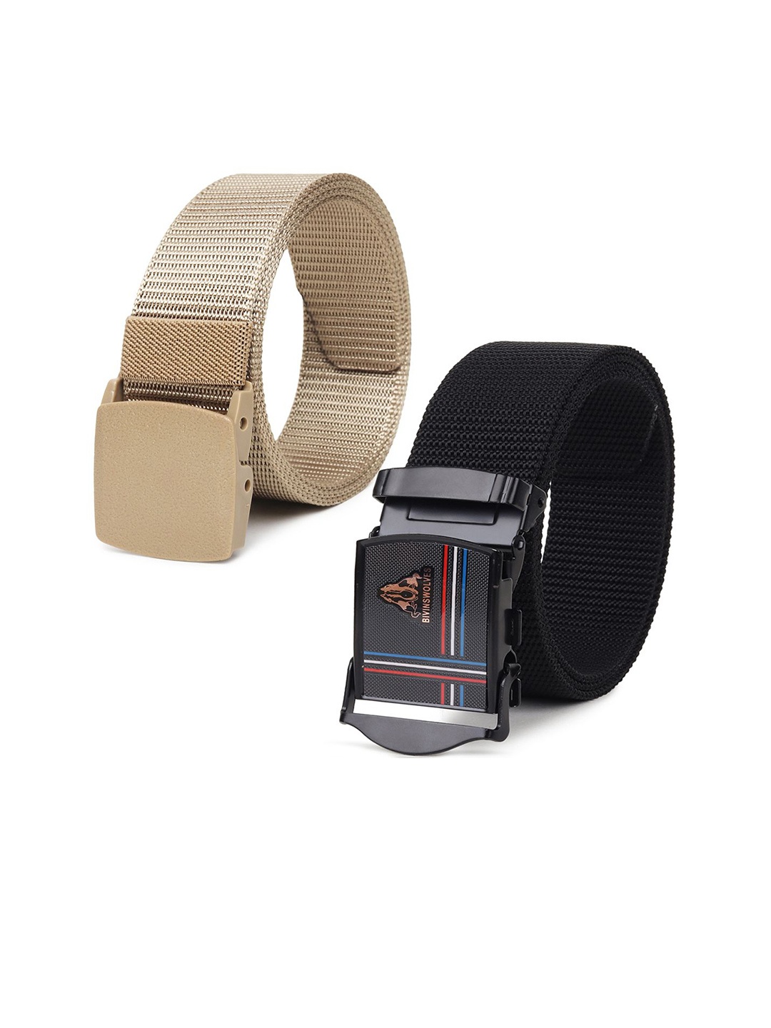 

Provogue Men Pack of 2 Textured Belt, Black