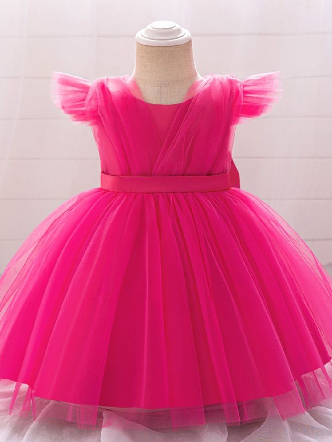 

LULU & SKY Girls Fit & Flare Bow Tulle Dress, Pink