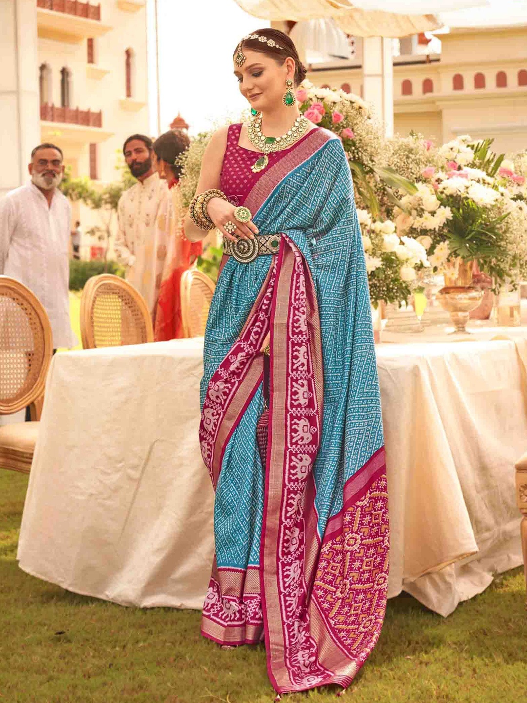 

KIMISHA Woven Design Zari Patola Saree, Blue