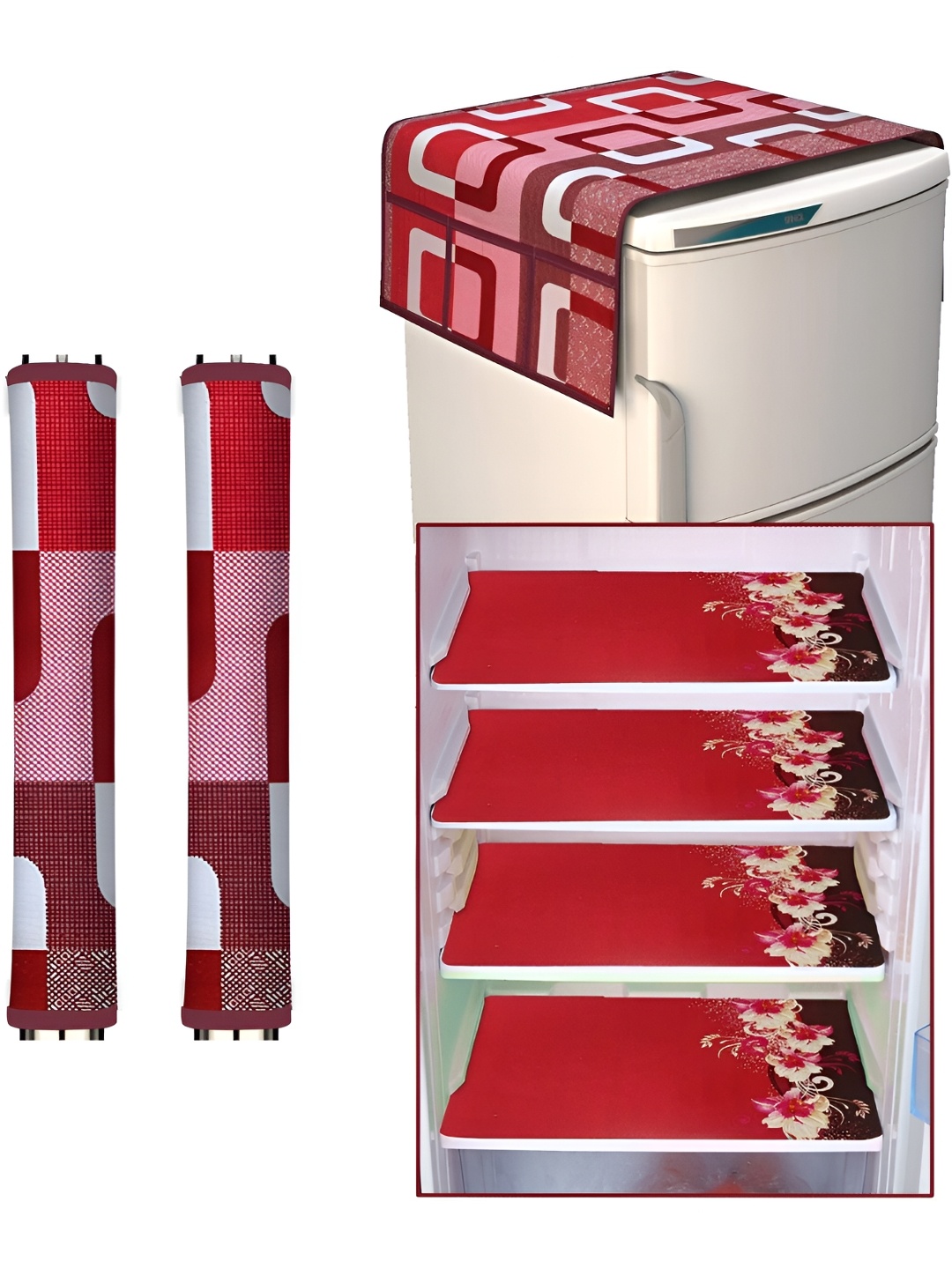 

Dakshya Industries White & Red 7 Pieces Printed Refrigerator Covers