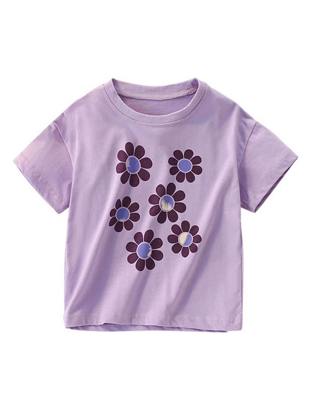 

LULU & SKY Girls Floral Raw Edge T-shirt, Purple