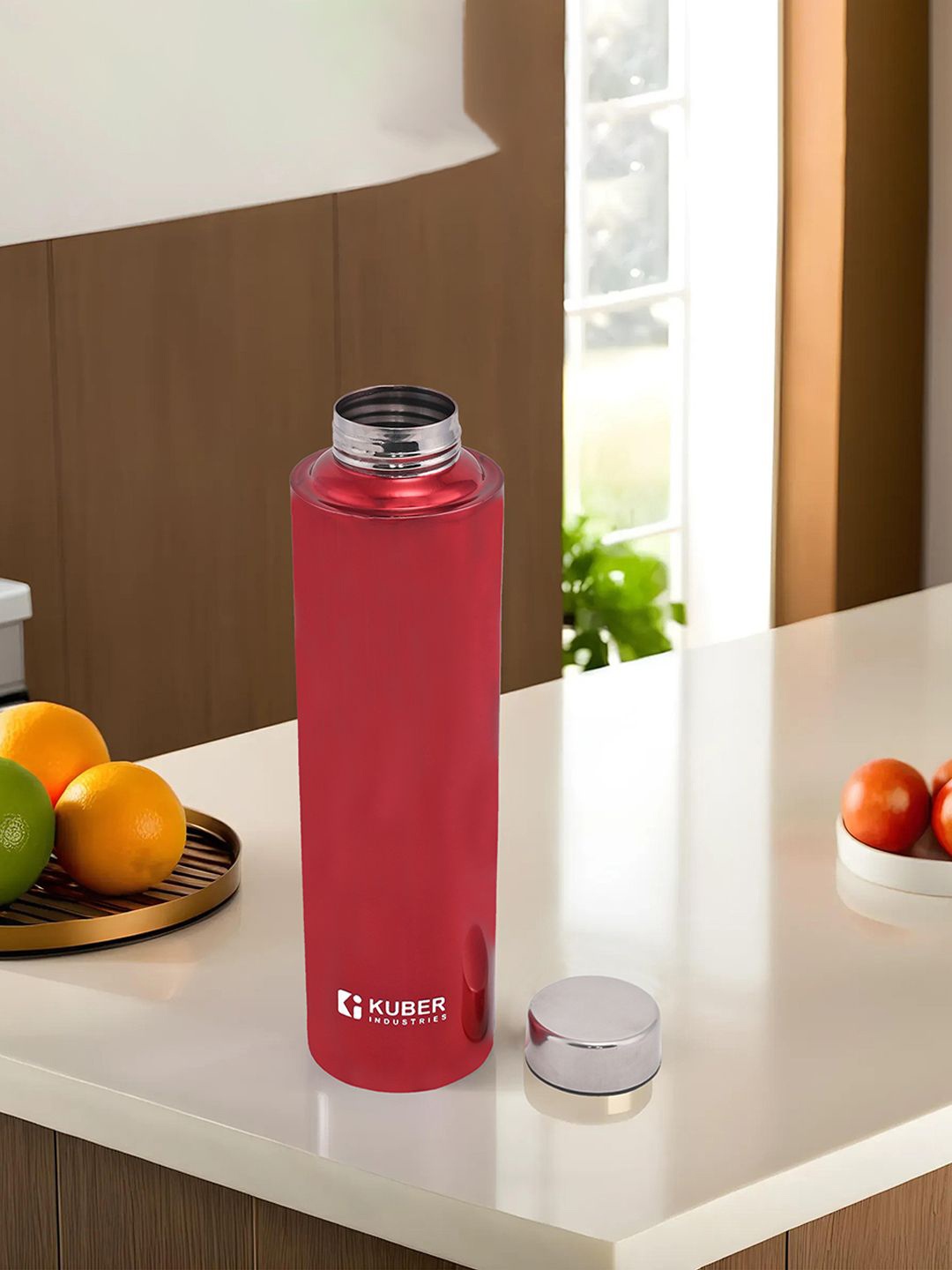 

Kuber Industries Red Stainless Steel Leakproof Water Bottle 1L