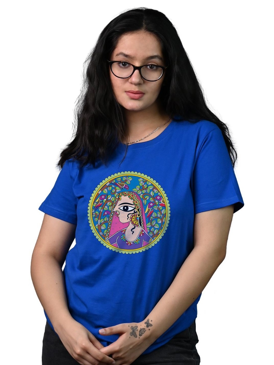 

Tedhi Medhi Family Women Graphic Printed Round Neck Cotton T-shirt, Blue