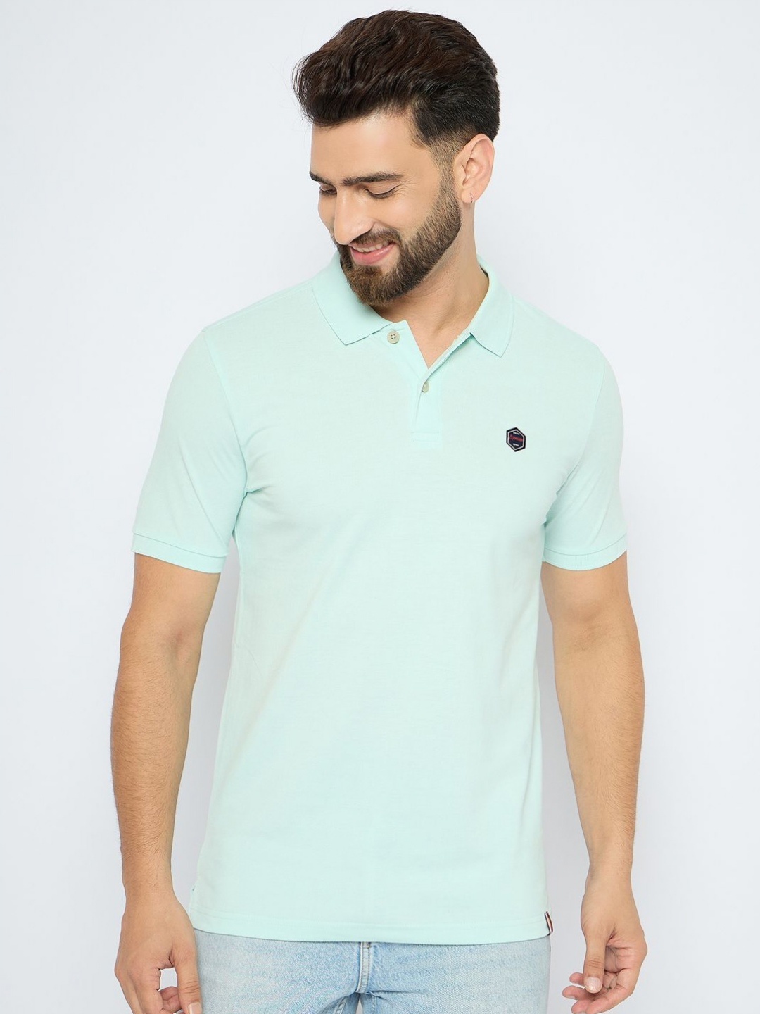 

AXMANN Men Solid Polo Collar Cotton T-shirt, Blue