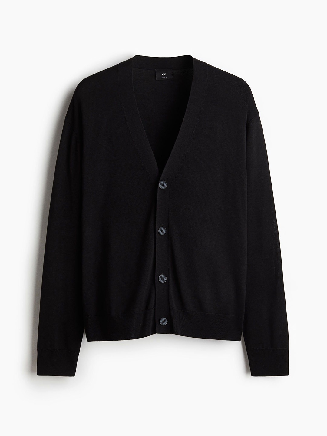 

H&M Regular Fit Fine-knit Cardigan, Black