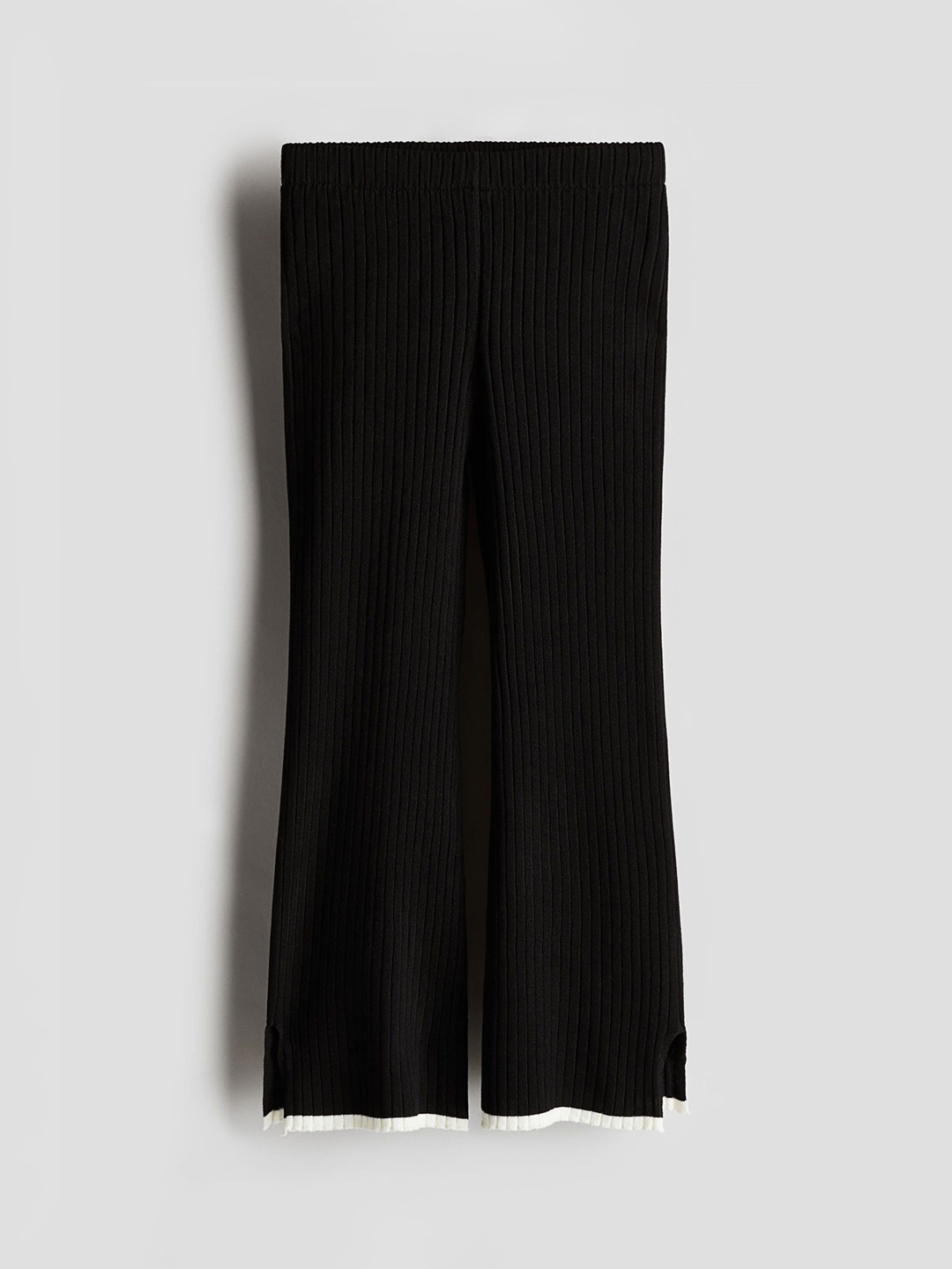 

H&K Flared Rib-Knit Trousers, Black
