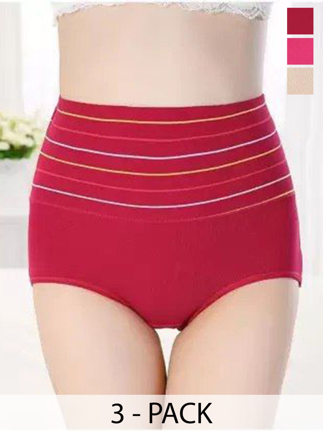 

SHREE GANESH FASHION Women Pack Of 3 High-Rise Hipster Briefs, Cream