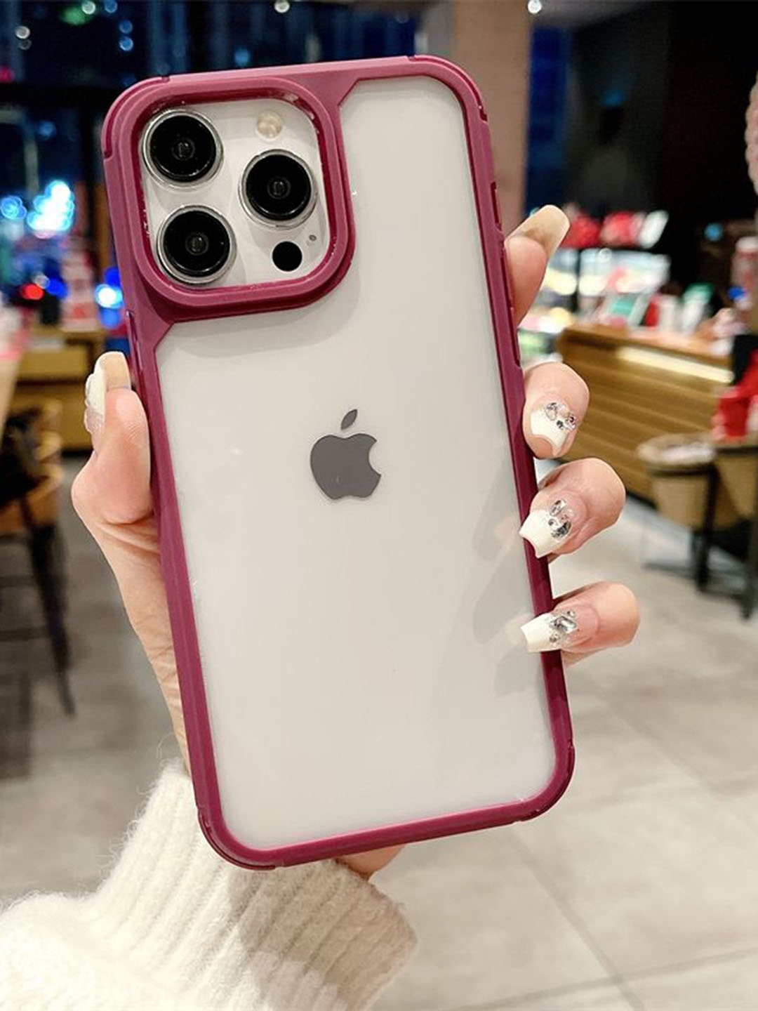 

Luxury Kase LK112 Acrylic Clear Hard Bumper iPhone 14 Pro Max Back Case, Red