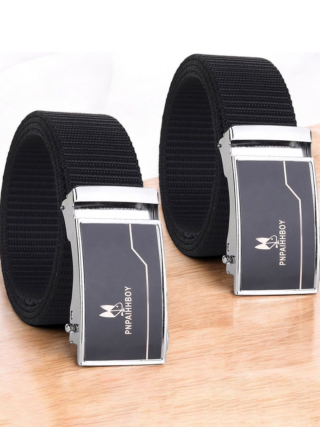 

Provogue Men Pack Of 2 Woven Design Belt, Black
