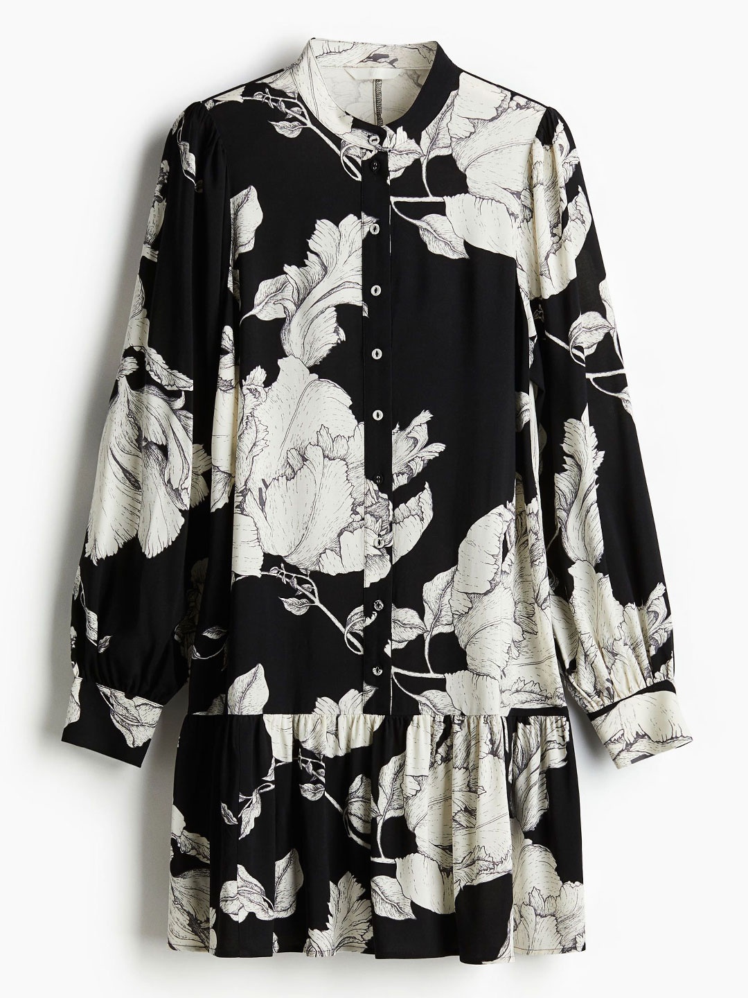 

H&M Patterned Viscose Dress, Black
