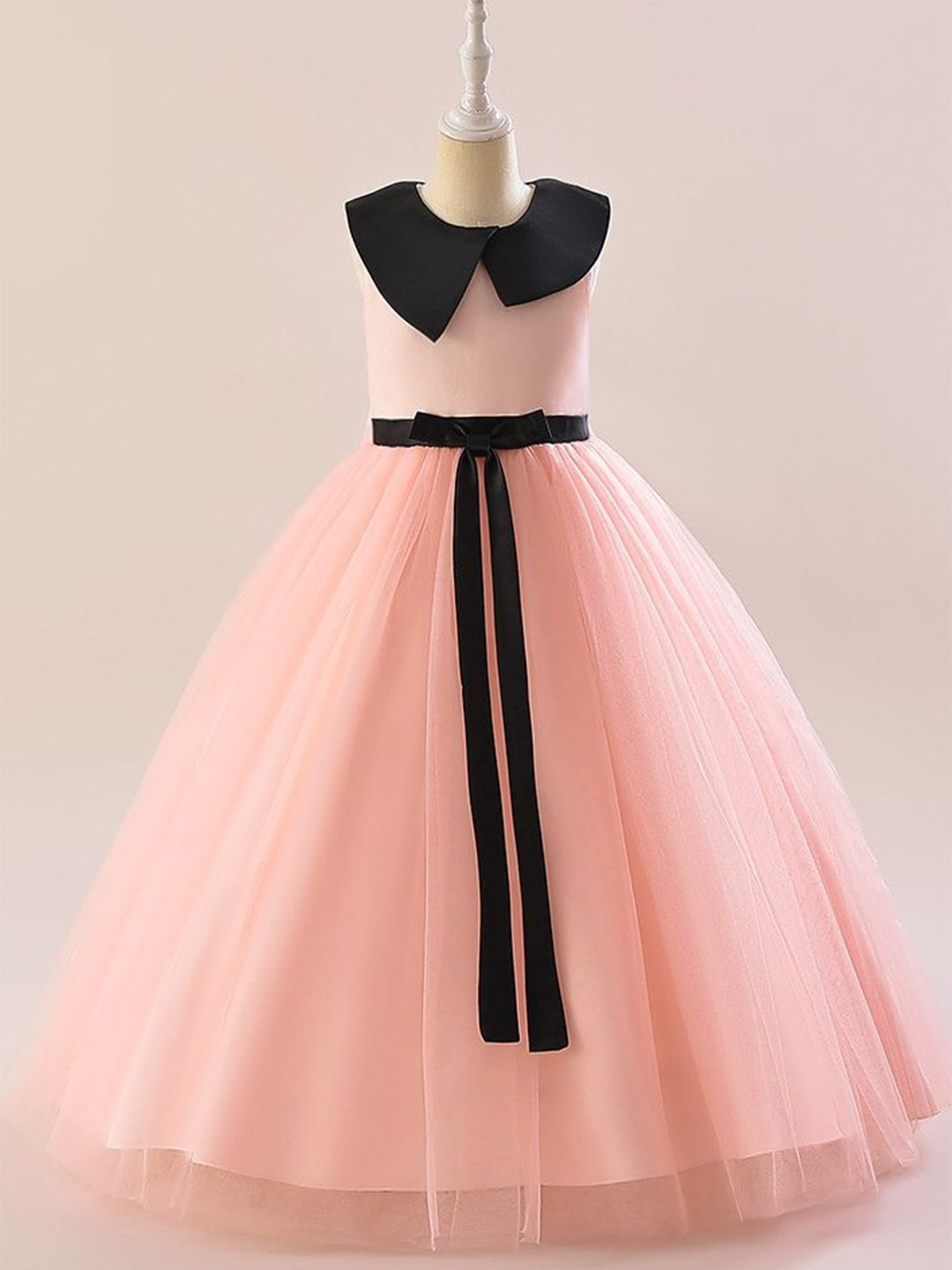 

LULU & SKY Girls Colourblocked Peter Pan Collar Fit & Flare Maxi Dress, Pink