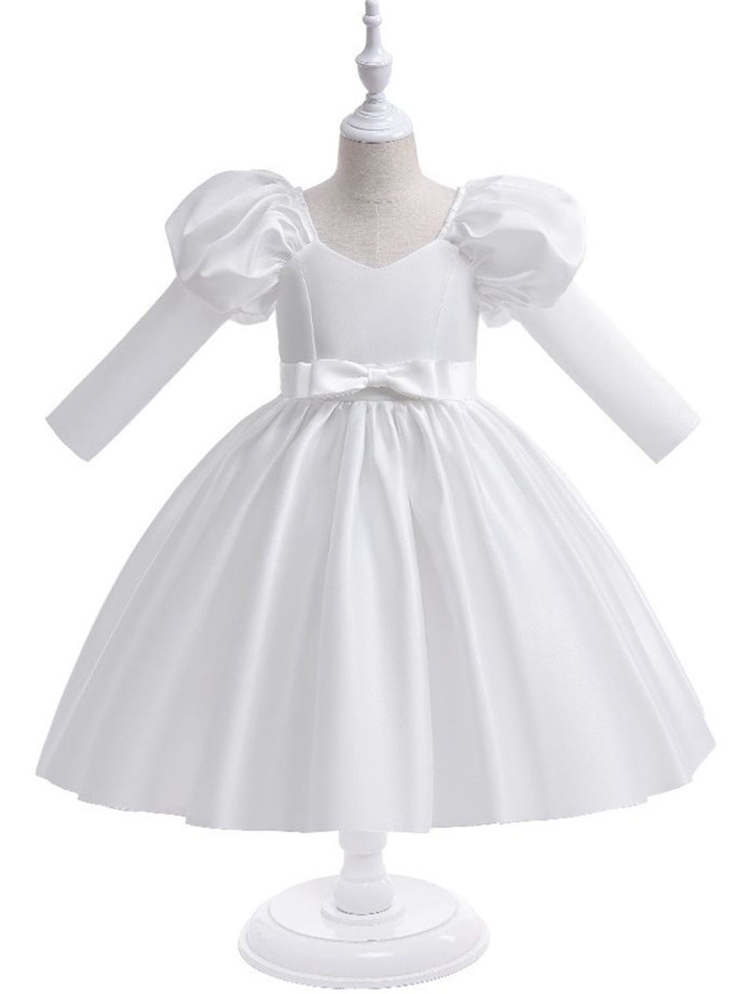 

LULU & SKY Women Fit & Flare Dress Comes with a bow, White