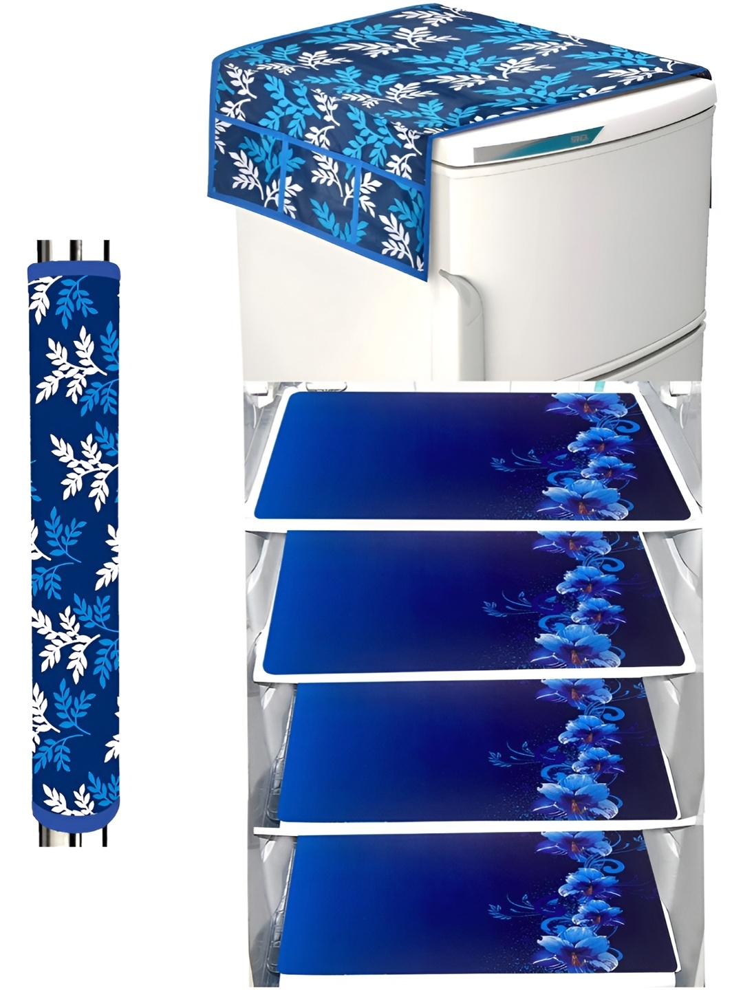 

Dakshya Industries Blue & White 6 Pieces Floral Printed Refrigerator Appliance Covers