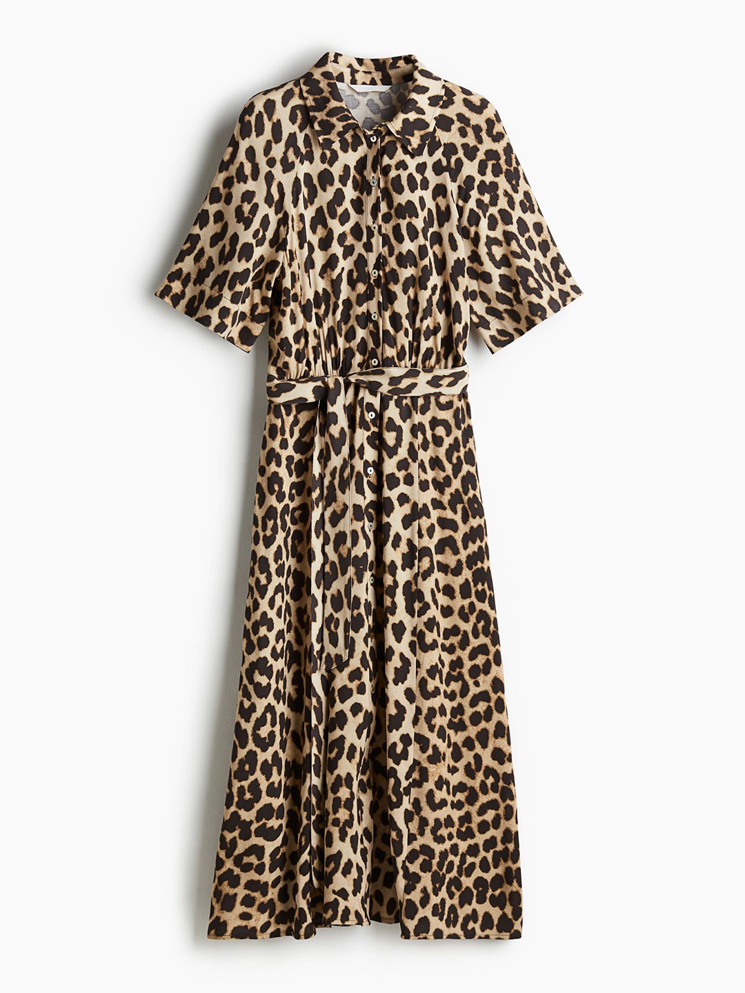 

H&M Tie-Belt Shirt Dress, Beige