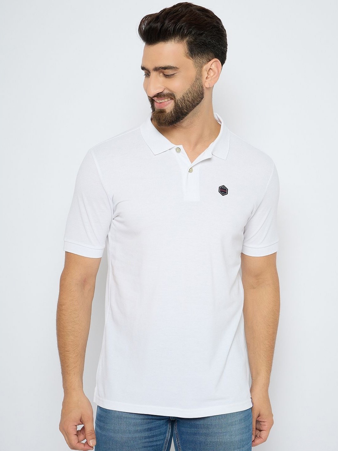 

AXMANN Men Solid Polo Collar Cotton T-shirt, White