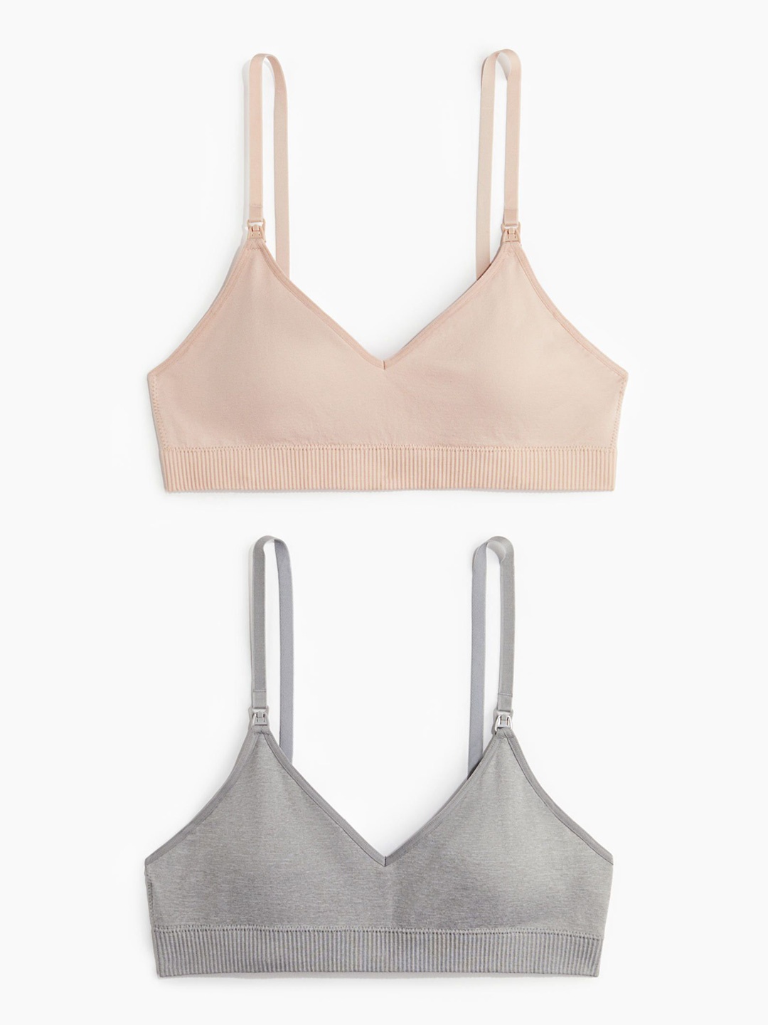 

H&M MAMA 2-Pack Seamless Padded Nursing Bras, Beige