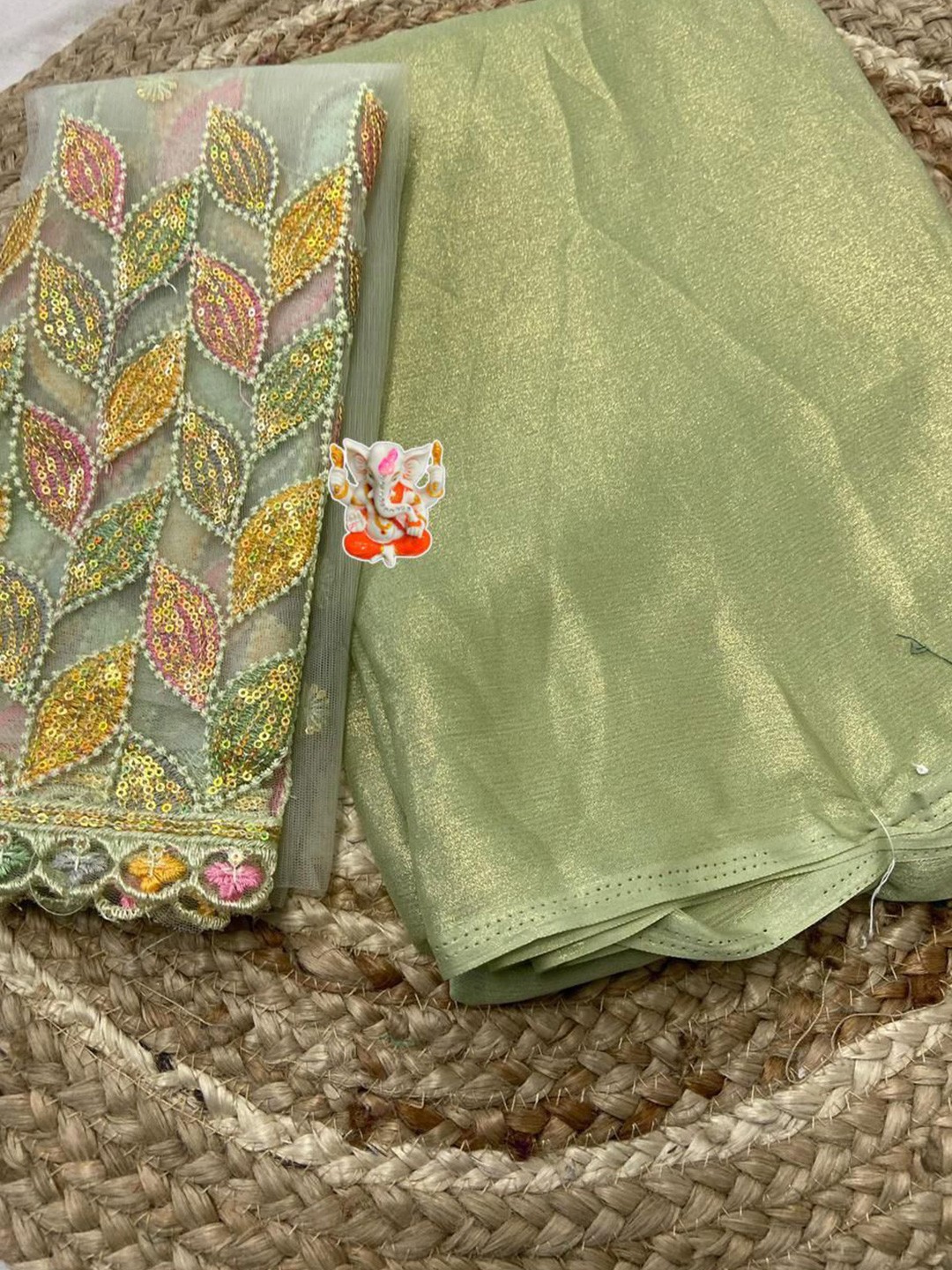 

PAYAL CREATION Pure Chiffon Maheshwari Saree, Green
