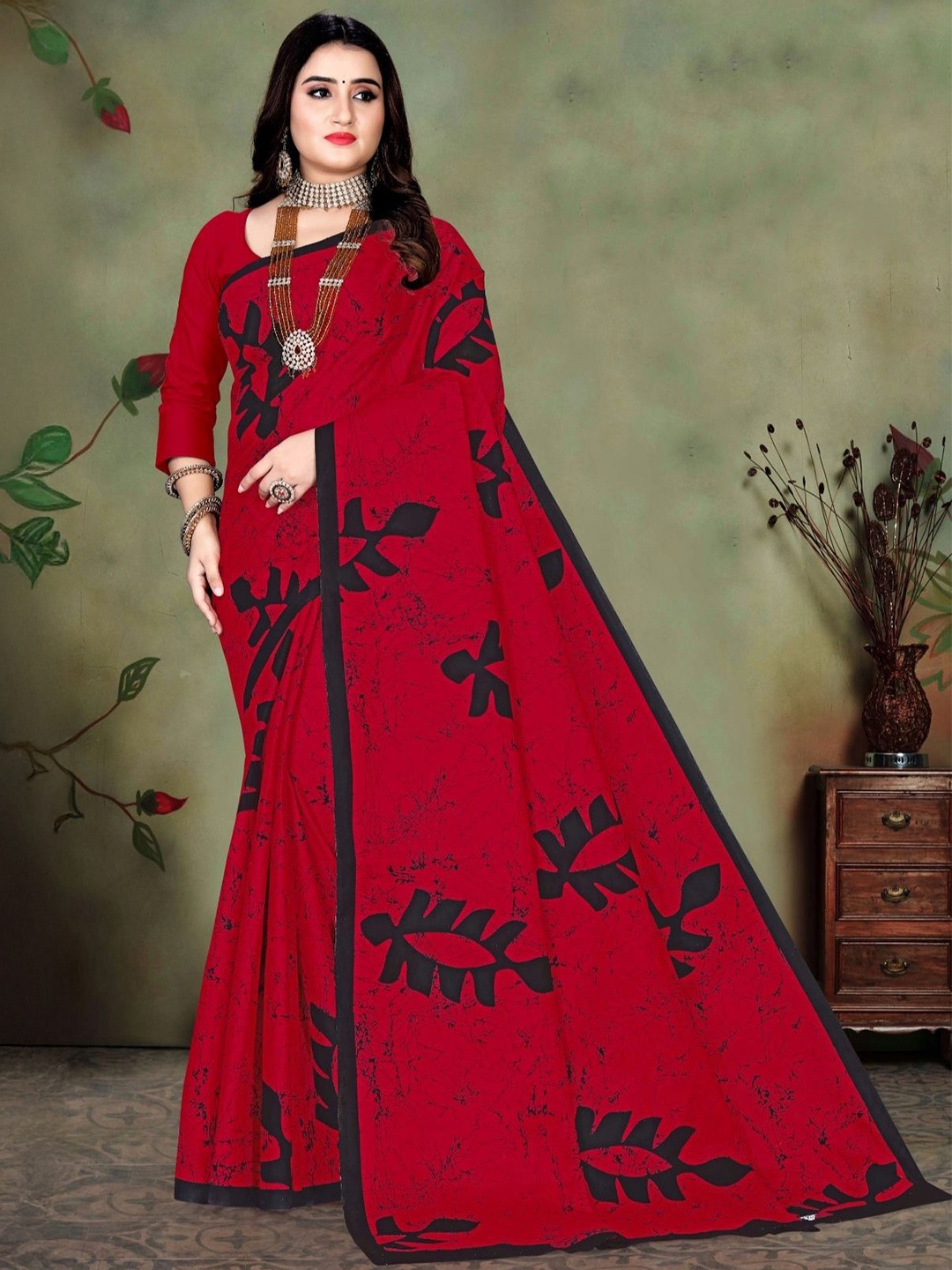 

pasapalli Tie and Dye Pure Cotton Sambalpuri Saree, Red