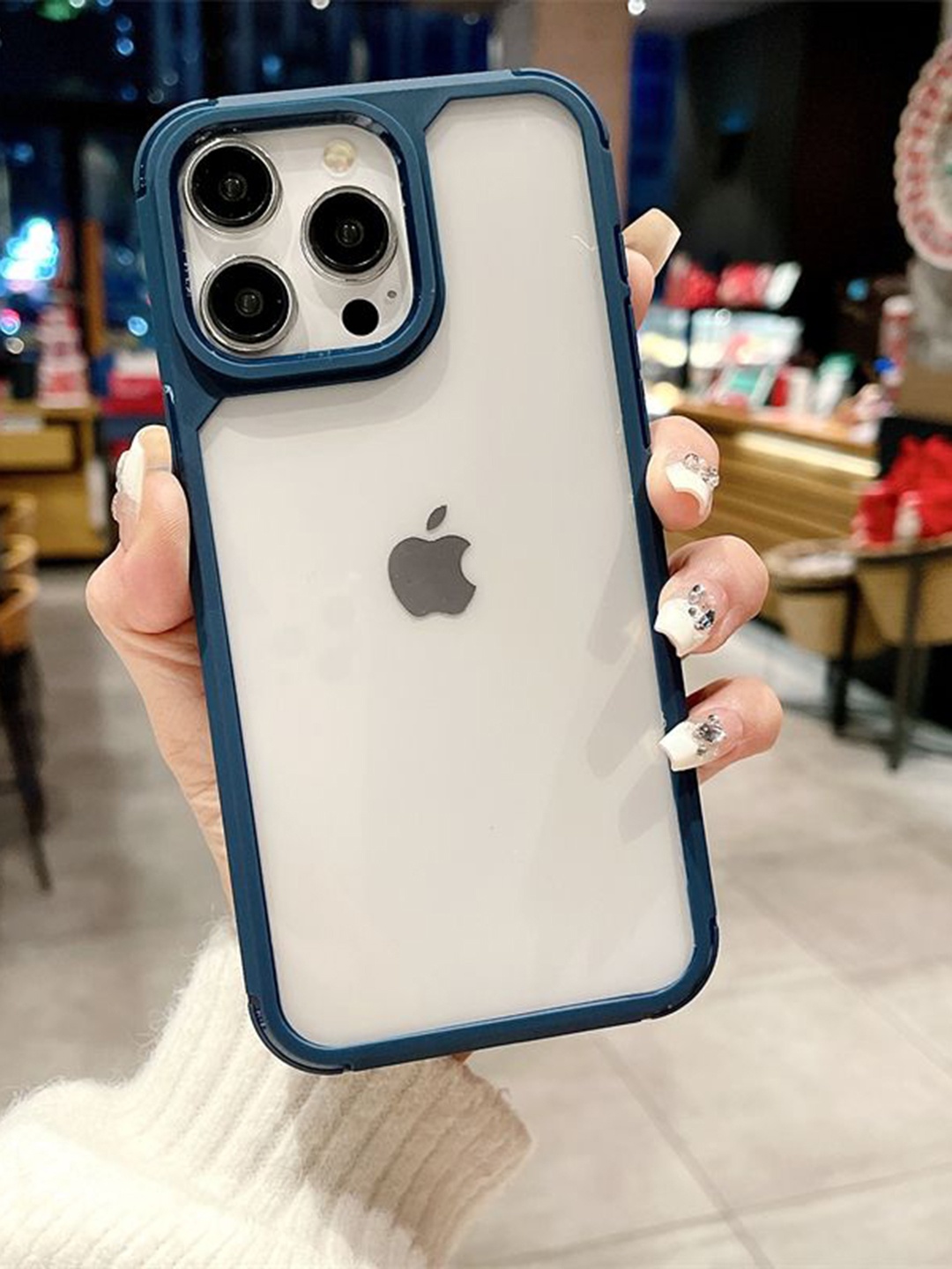 

Luxury Kase LK112 Acrylic Clear Hard Bumper iPhone 13 Pro Max Back Case, Blue