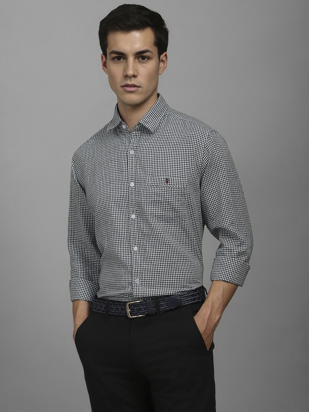 

Louis Philippe Sport Men Micro Checked Casual Shirt, Black