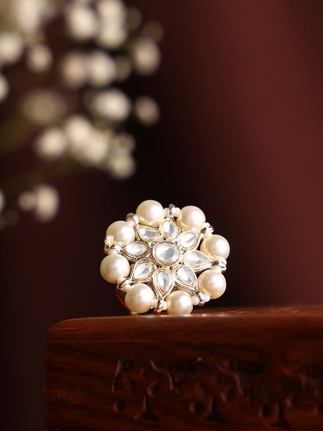 

Priyaasi Gold-Plated Kundan Studded Finger Ring