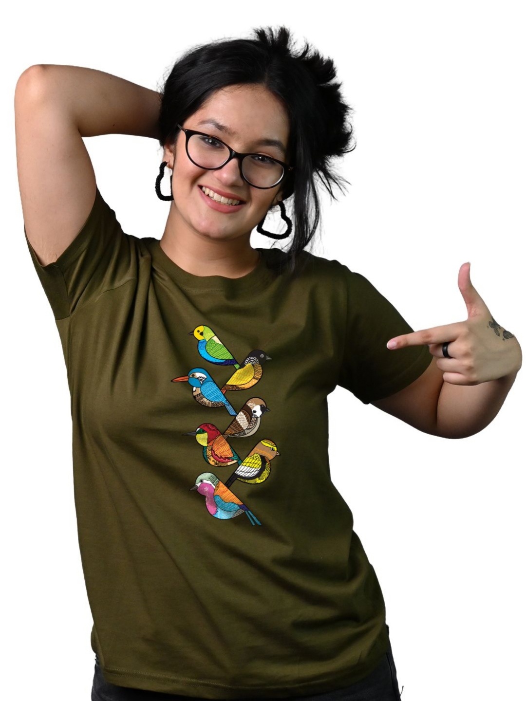 

Tedhi Medhi Family Women Graphic Printed Round Neck Cotton T-shirt, Olive