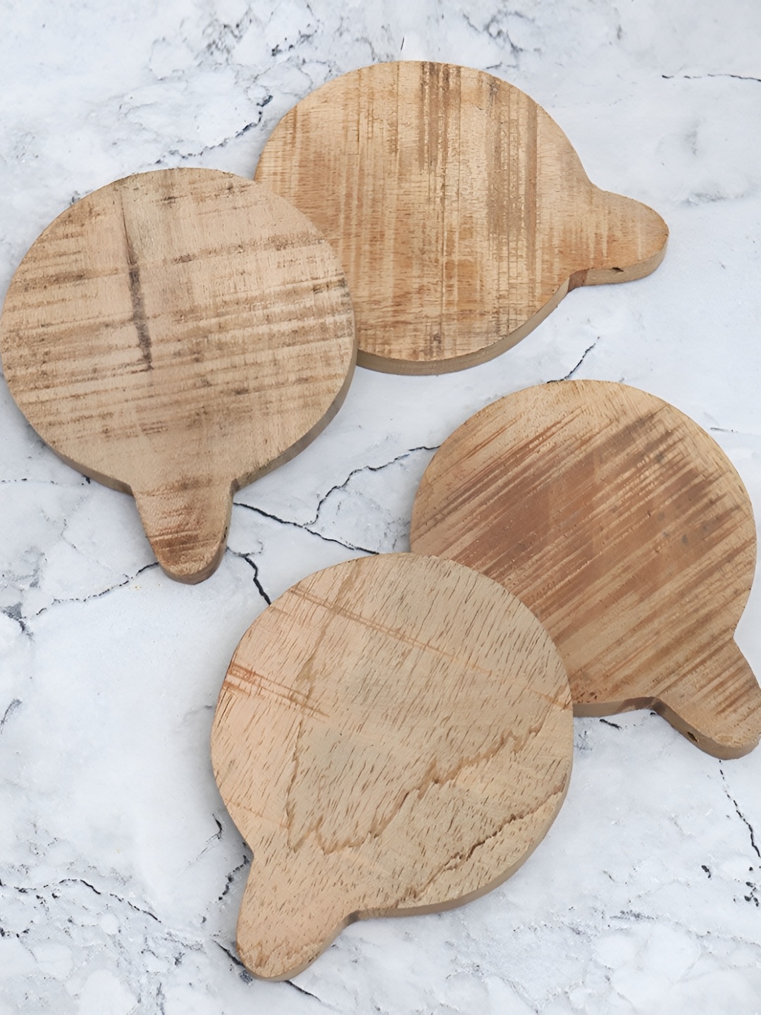 

Indianshelf Brown 4 Pieces Striped Round Shaped Wooden Tea Coasters