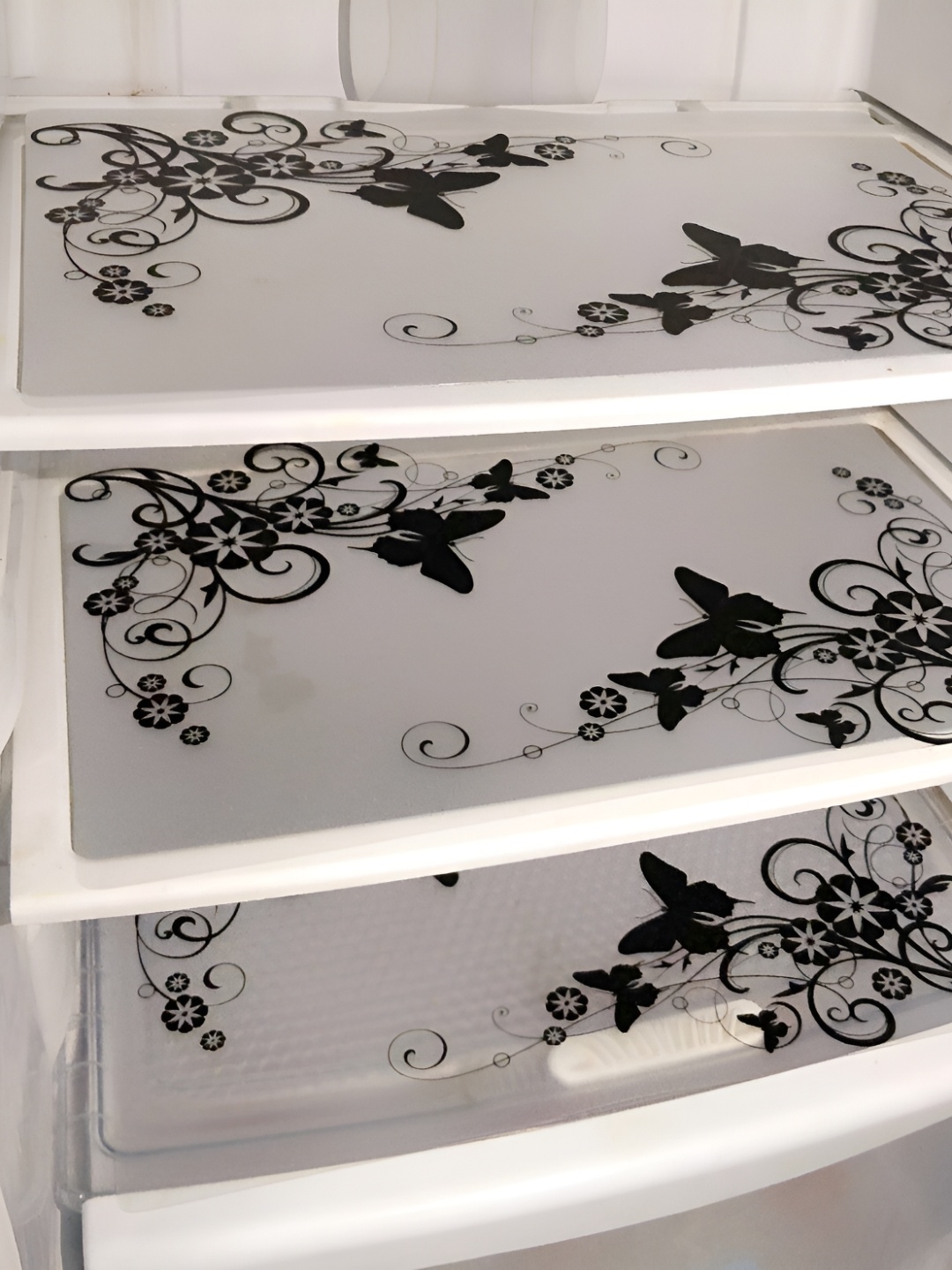 

Dakshya Industries 3Pcs White & Black Printed Fridge Organisers
