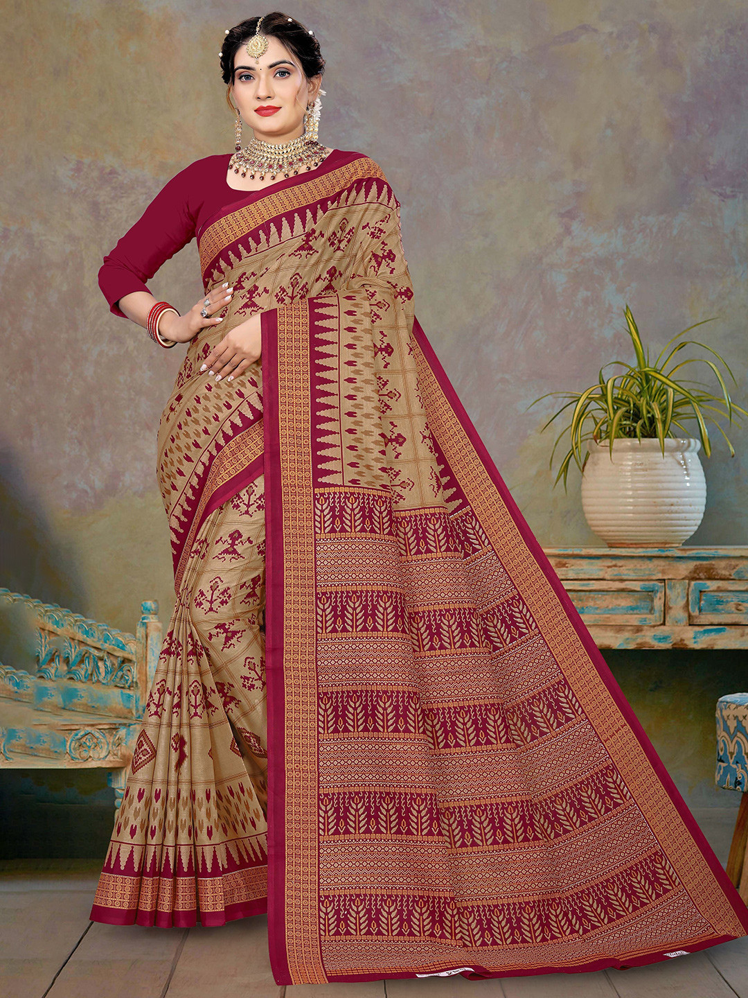 

pasapalli Pure Cotton Sambalpuri Saree, Brown
