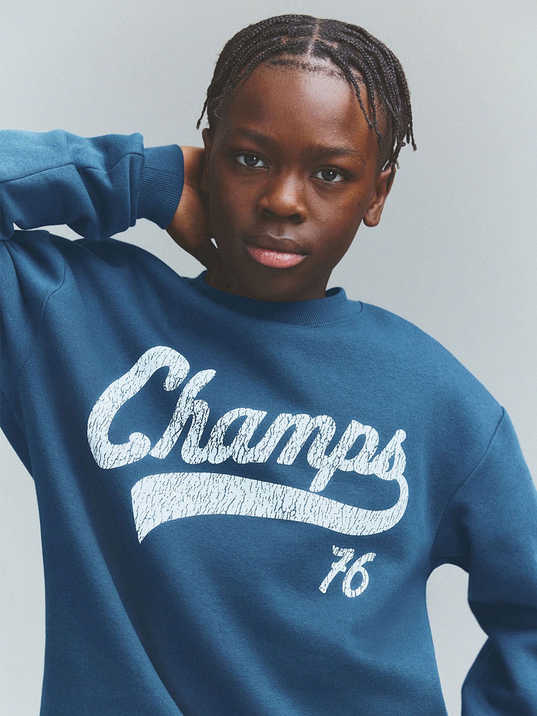 

H&M Washed-Look Sweatshirt, Blue