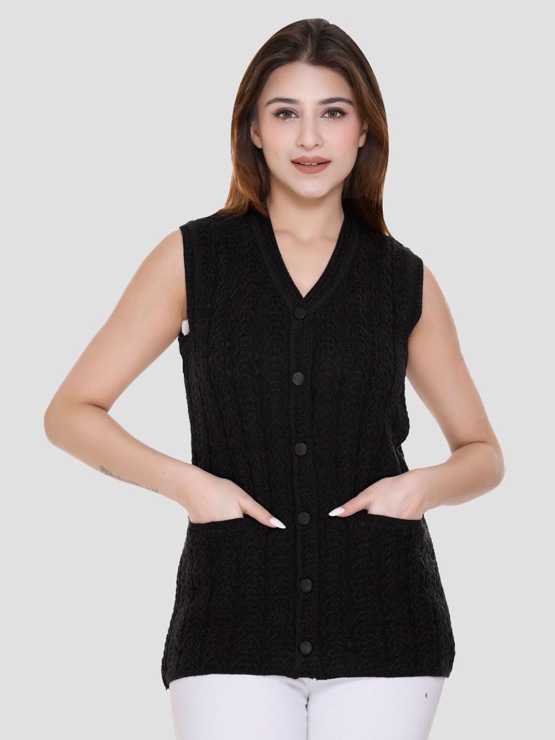 

aarbee Women Cable Knit Cardigan, Black
