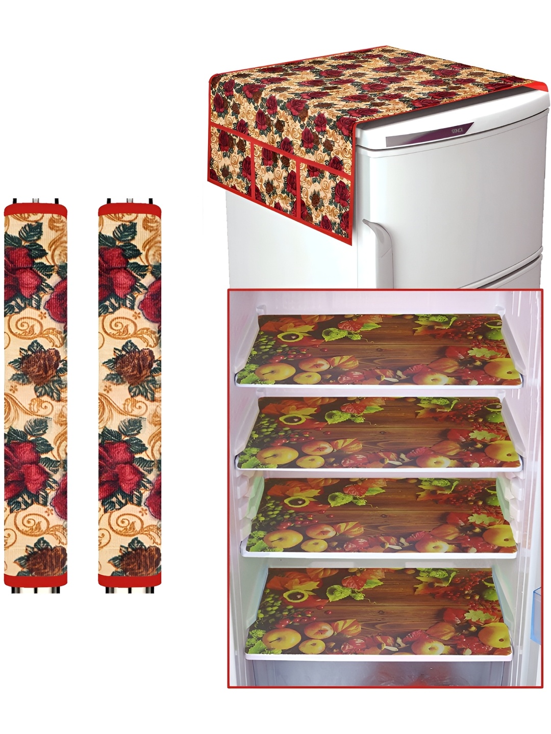 

Dakshya Industries Beige & Red 7 Pieces Floral Printed Refrigerator Appliance Covers