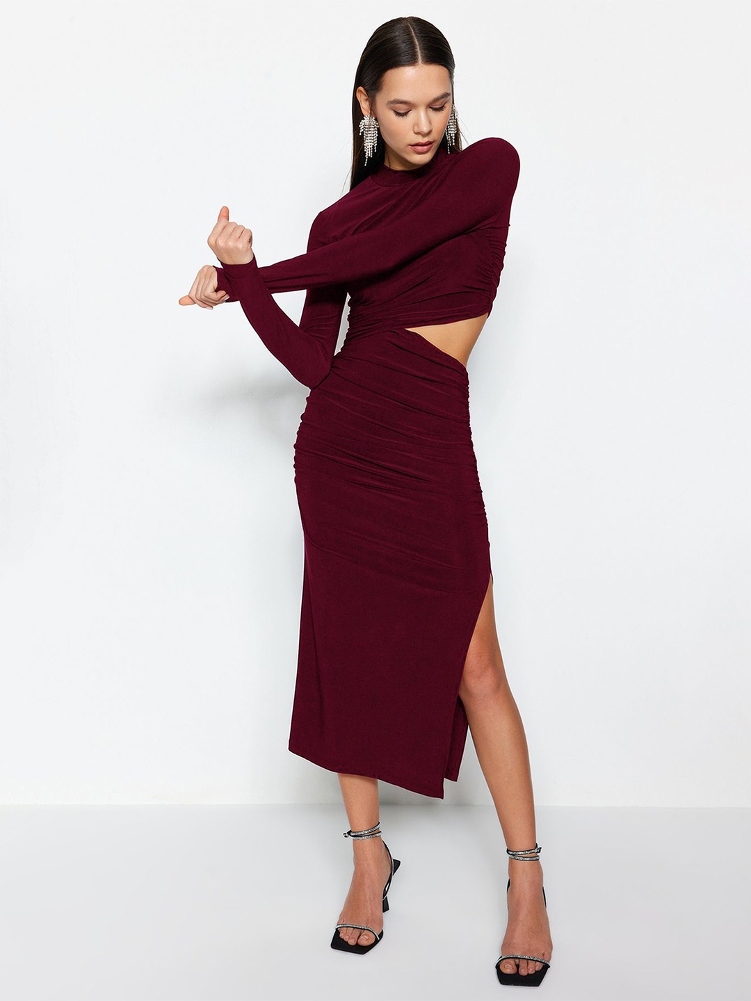 

Trendyol Sheath Midi Dress With Cut-Outs Details, Na