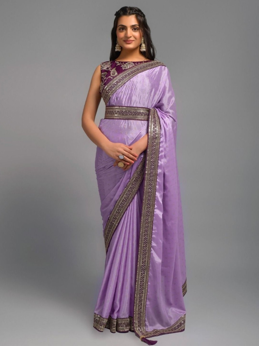 

Anouk Embroidered Poly Chiffon Saree, Lavender