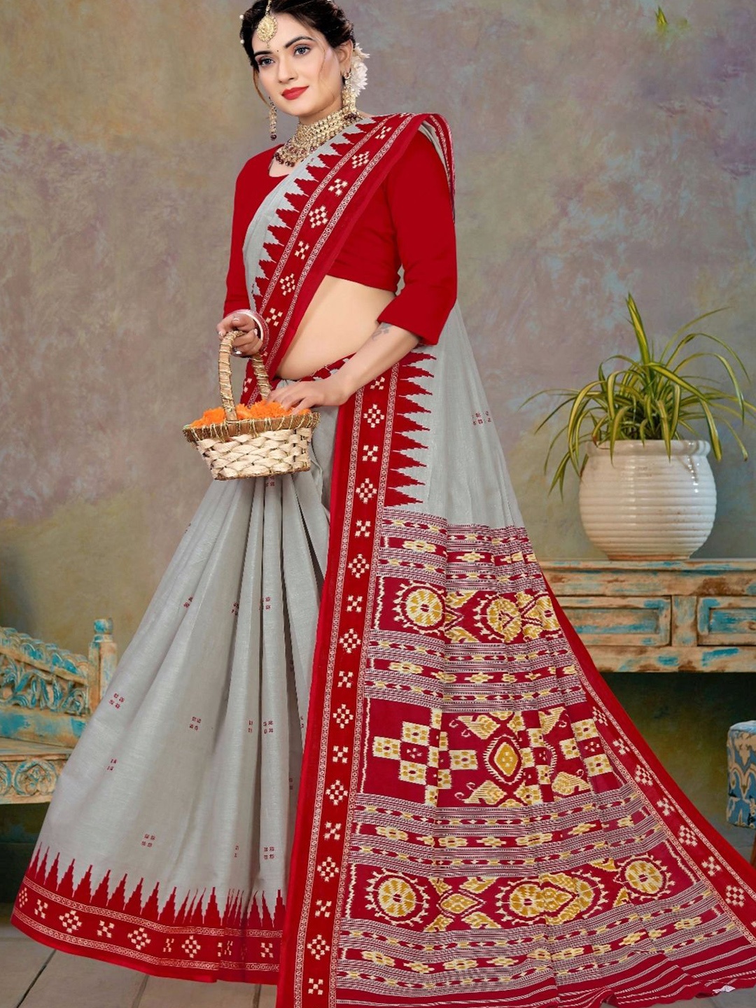 

pasapalli Pure Cotton Sambalpuri Saree, Grey