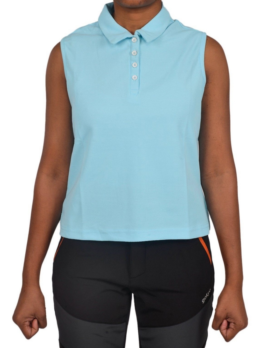 

GOKYO Women Solid Polo Collar T-shirt, Blue