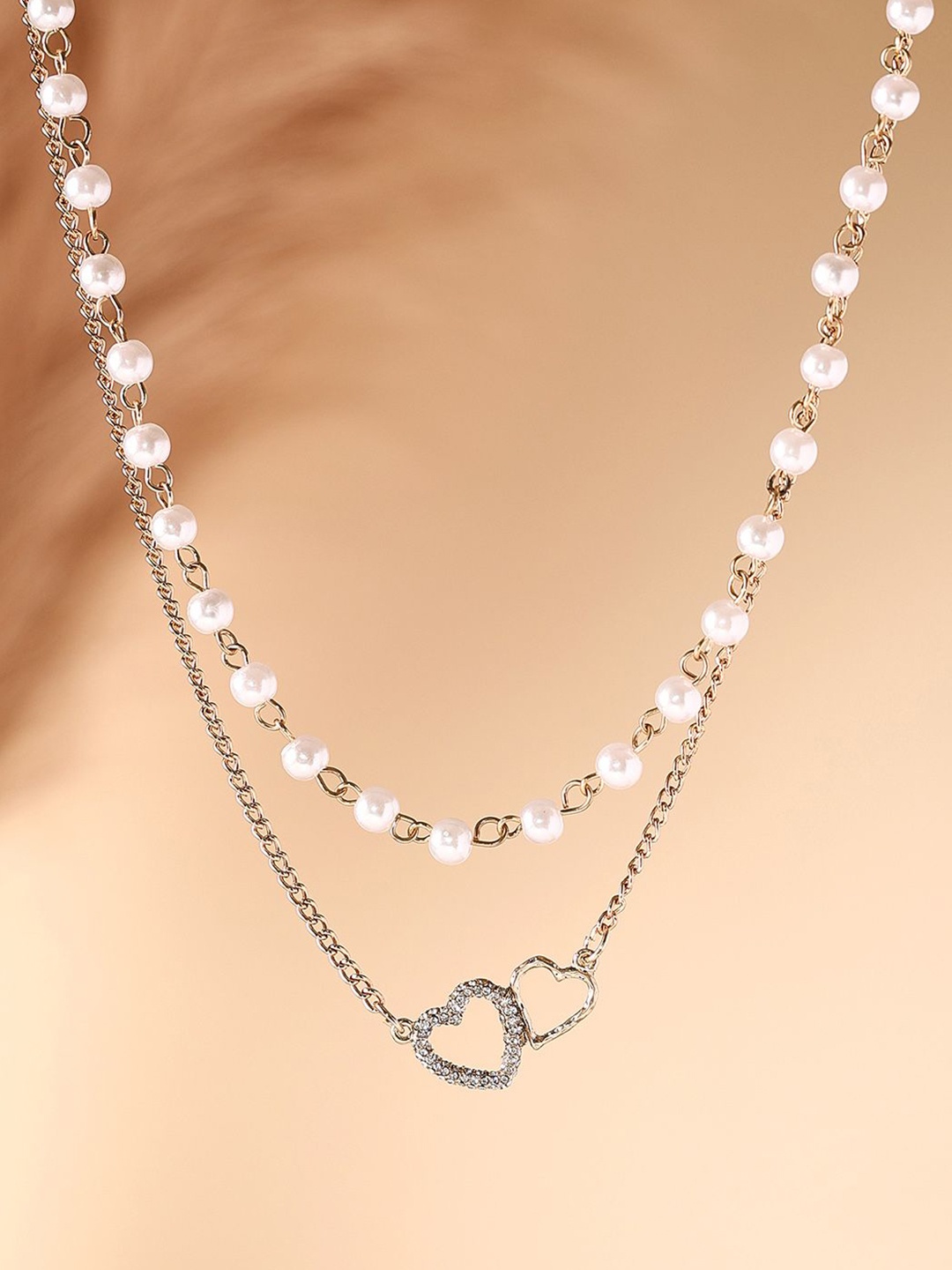 

Priyaasi Gold-Plated Stone Studded & Pearls Beaded Layered Necklace