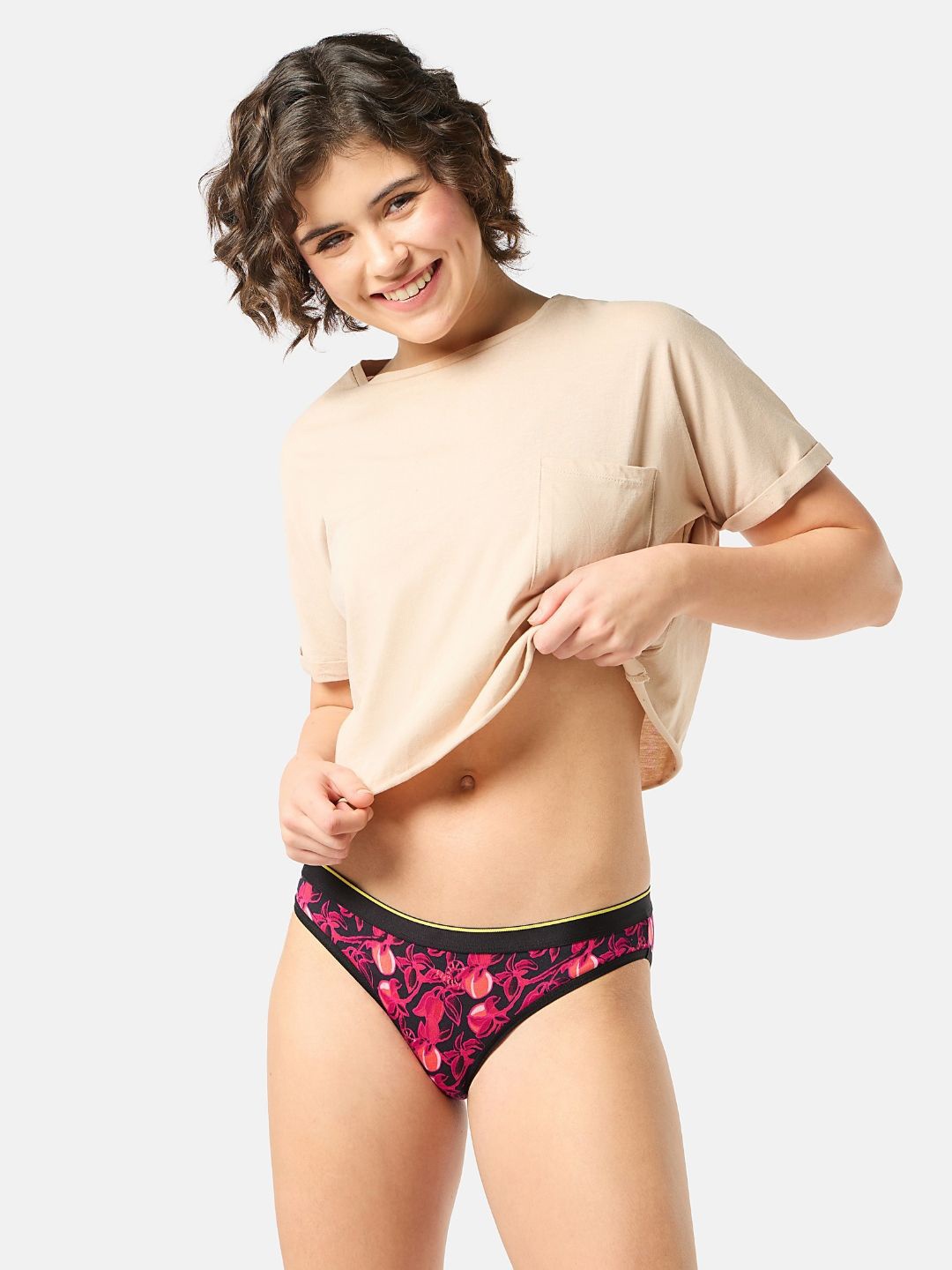 

bummer Women Soft Micromodal Printed Bikini Brief, Red