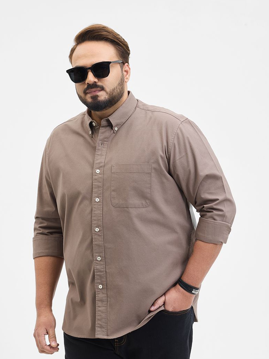 

Snitch Men Button-Down Collar Solid Casual Shirt, Grey
