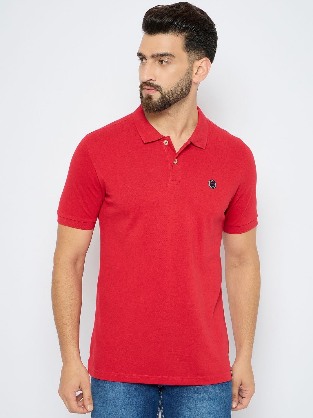 

AXMANN Men Solid Polo Collar Cotton T-shirt, Red