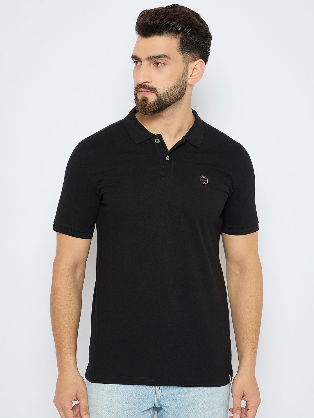 

AXMANN Men Solid Polo Collar Cotton T-shirt, Black