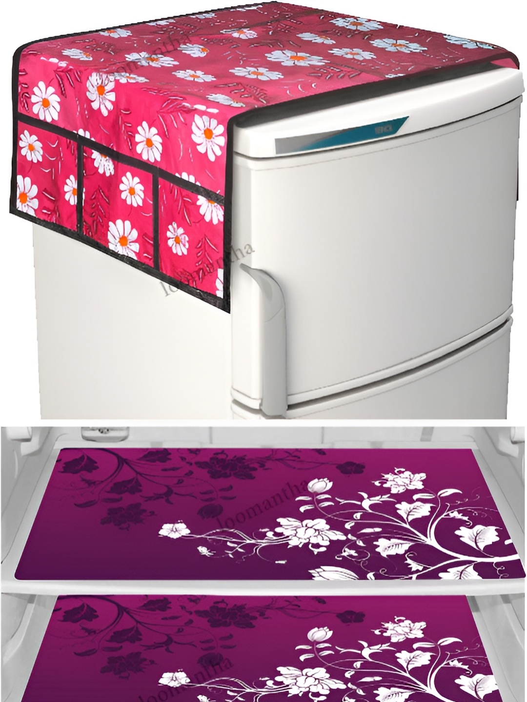 

Dakshya Industries 5Pcs Pink & Purple Printed Refrigerator Covers