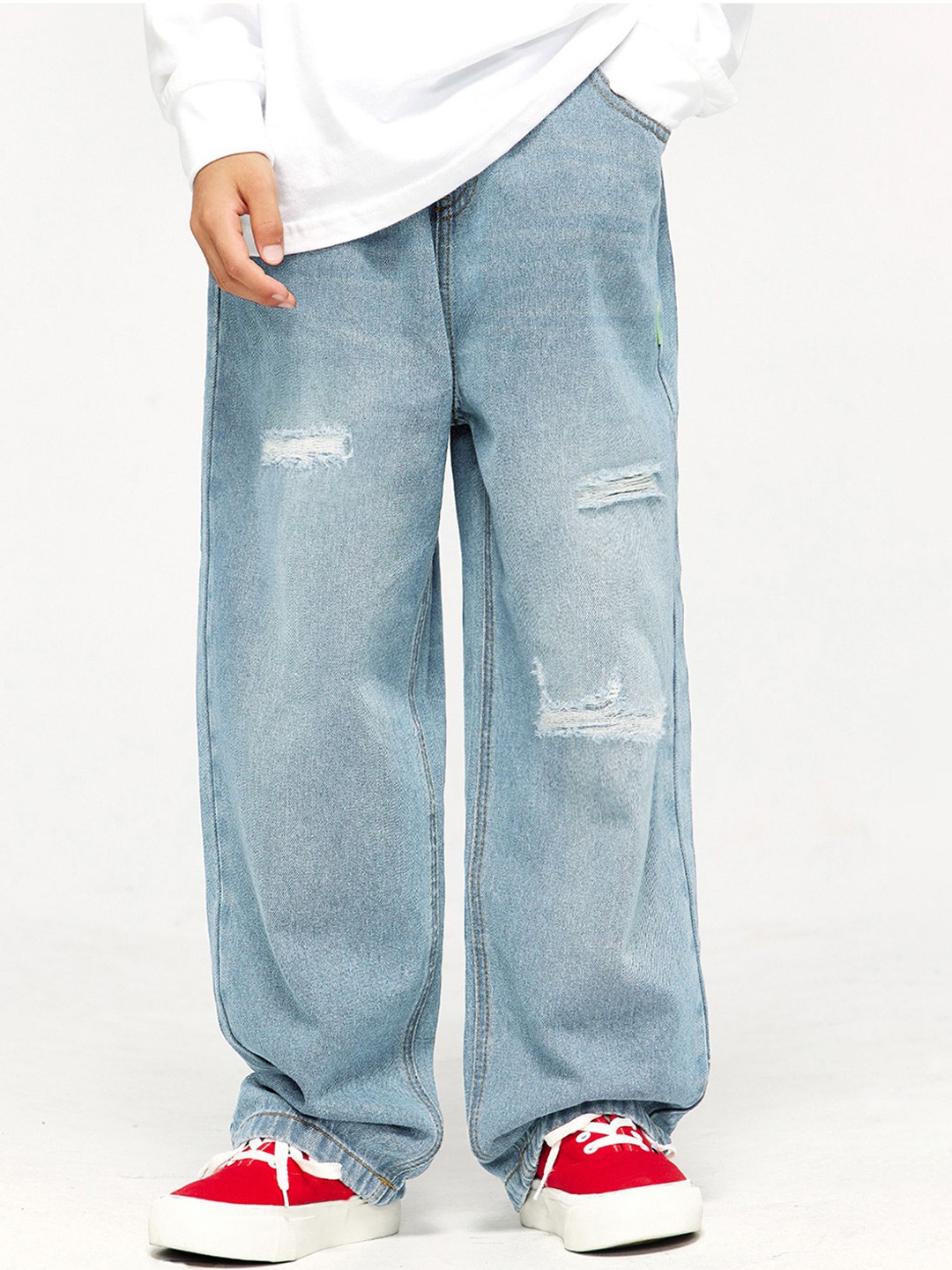 

LULU & SKY Kids Straight Fit High-Rise Light Fade Jeans, Blue